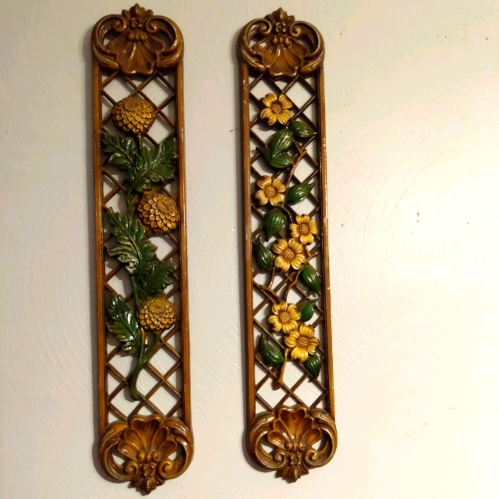 Sexton 1960 "RARE" cast metal wall floral plaques